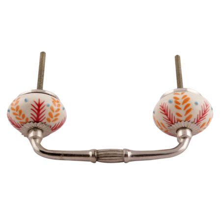 Red Leaf Flora Ceramic Bridge Handles